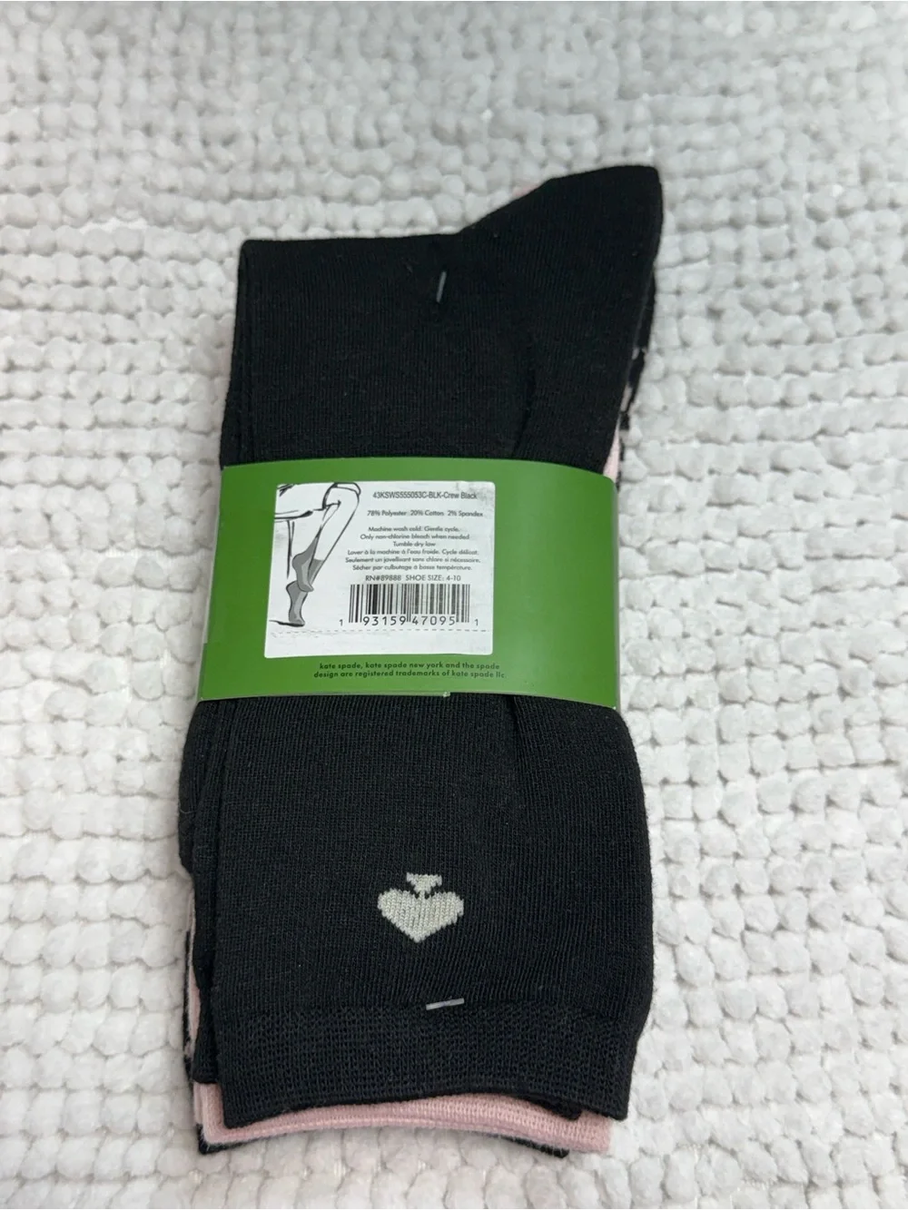 Kate Spade Crew Socks 3 Pair Set Leopard Print Black Pink NWT